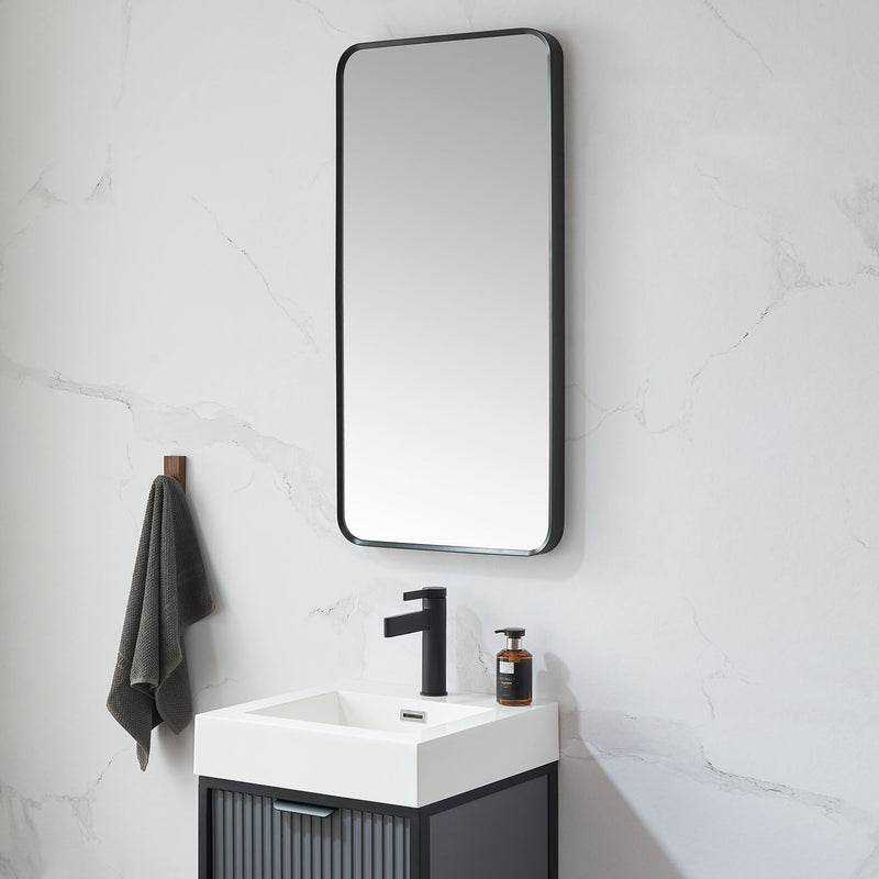 Vinnova 803218-MIR-BB Mutriku 18 in. W x 36 in. H Rectangle Metal Wall Mirror in Brushed Black