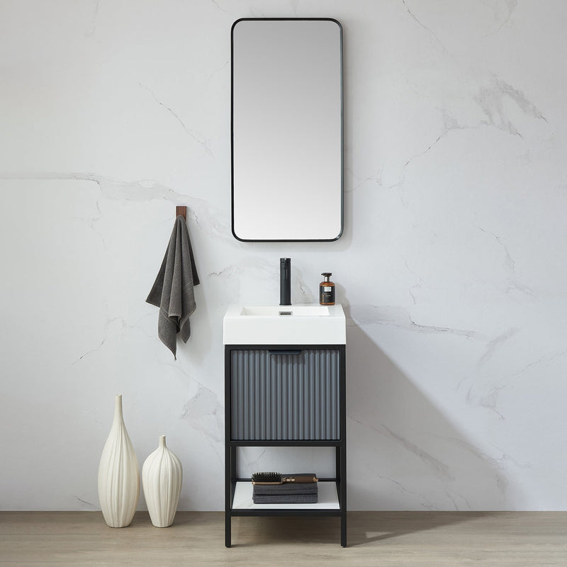 Vinnova 803218-MIR-BB Mutriku 18 in. W x 36 in. H Rectangle Metal Wall Mirror in Brushed Black