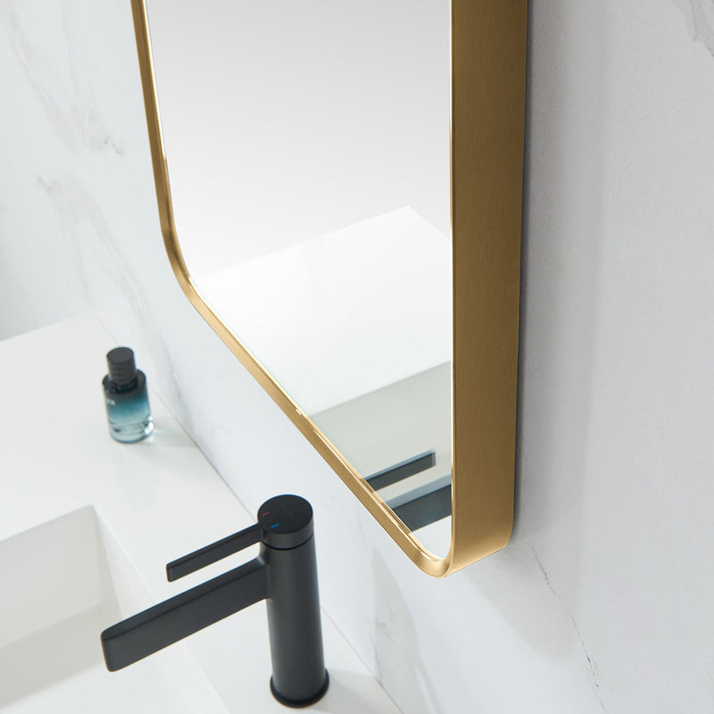 Vinnova 803218-MIR-BG Mutriku 18 in. W x 36 in. H Rectangle Metal Wall Mirror in Brushed Gold