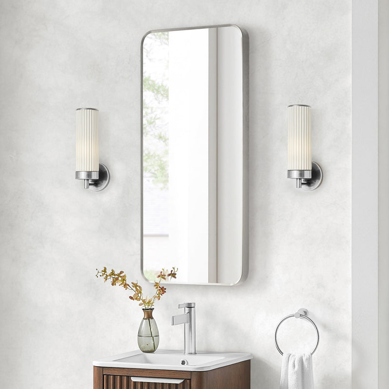 Vinnova 803218-MIR-SN Mutriku 18" W x 36" H Rectangle Metal Wall Mirror in Satin Nickel