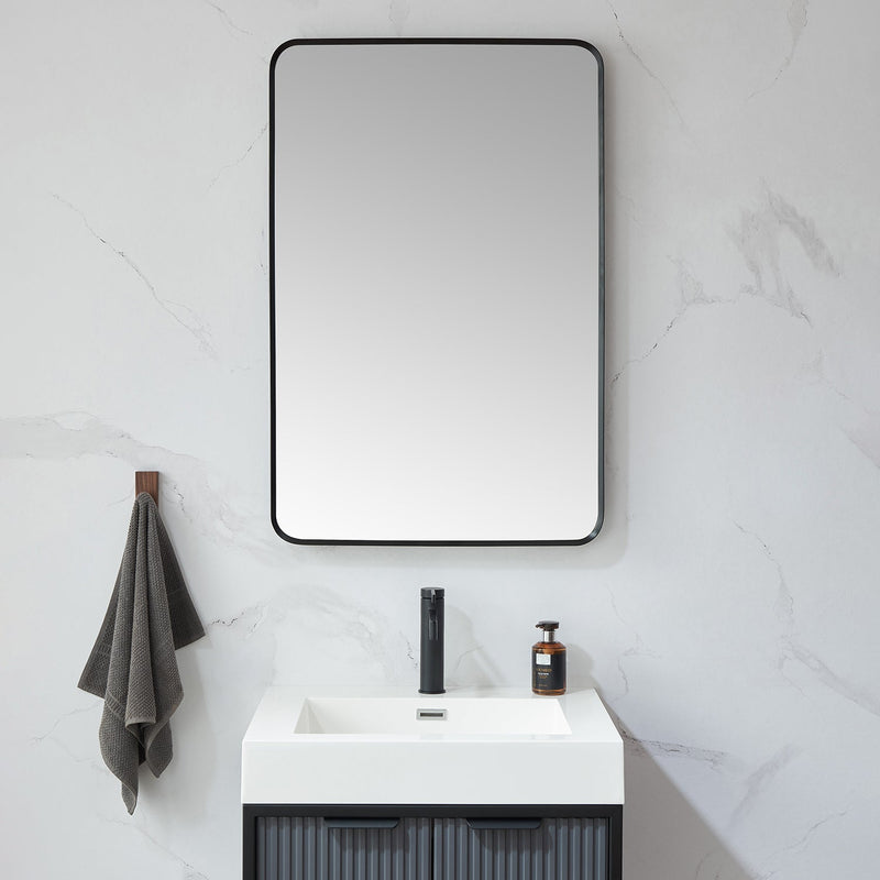 Vinnova 803224-MIR-BB Mutriku 24 in. W x 36 in. H Rectangle Metal Wall Mirror in Brushed Black