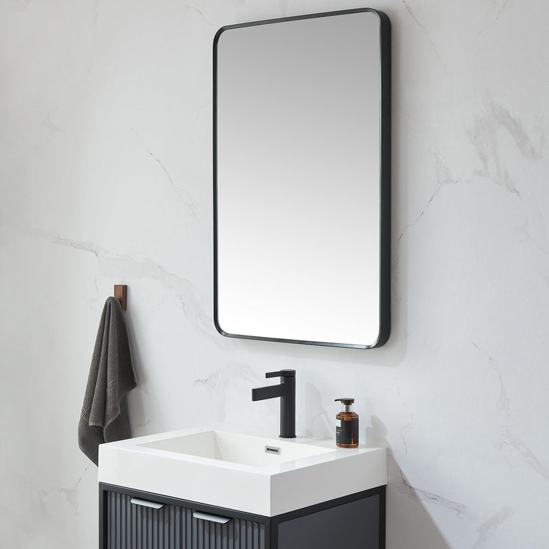 Vinnova 803224-MIR-BB Mutriku 24 in. W x 36 in. H Rectangle Metal Wall Mirror in Brushed Black