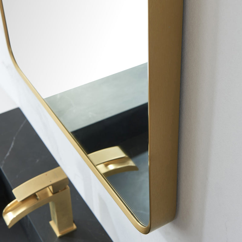 Vinnova 803224-MIR-BG Mutriku 24 in. W x 36 in. H Rectangle Metal Wall Mirror in Brushed Gold