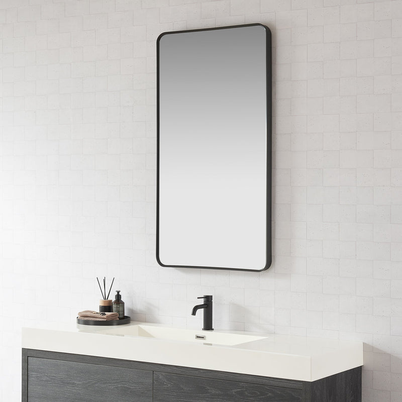 Vinnova 803225-MIR-BB Mutriku 24" W x 45" H Rectangle Aluminum Framed Wall Mount Bathroom Vanity Mirror in Brushed Black