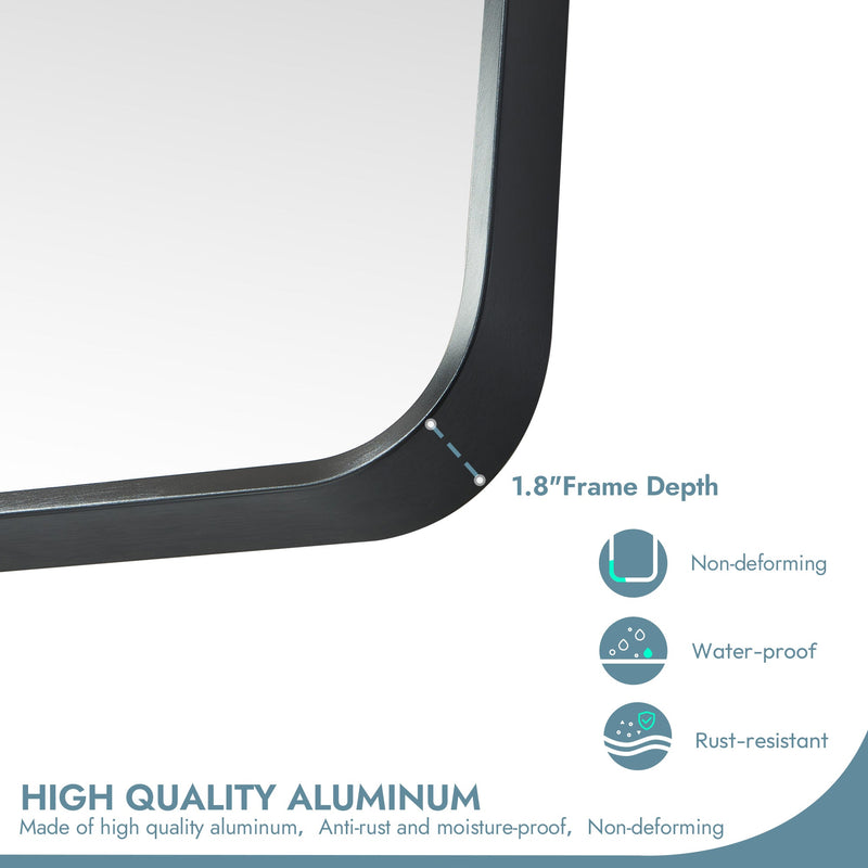Vinnova 803225-MIR-BB Mutriku 24" W x 45" H Rectangle Aluminum Framed Wall Mount Bathroom Vanity Mirror in Brushed Black