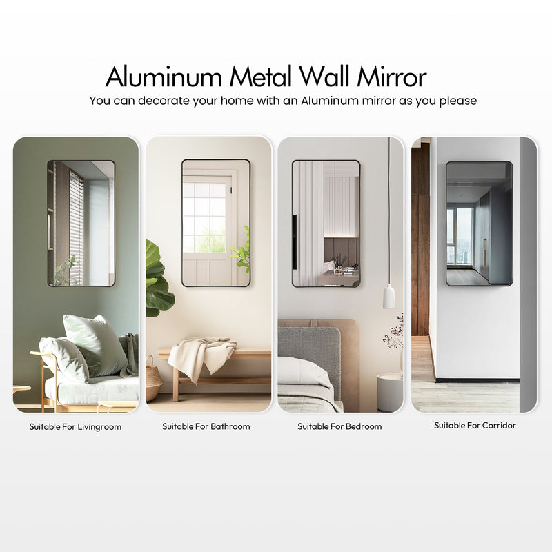 Vinnova 803225-MIR-BB Mutriku 24" W x 45" H Rectangle Aluminum Framed Wall Mount Bathroom Vanity Mirror in Brushed Black