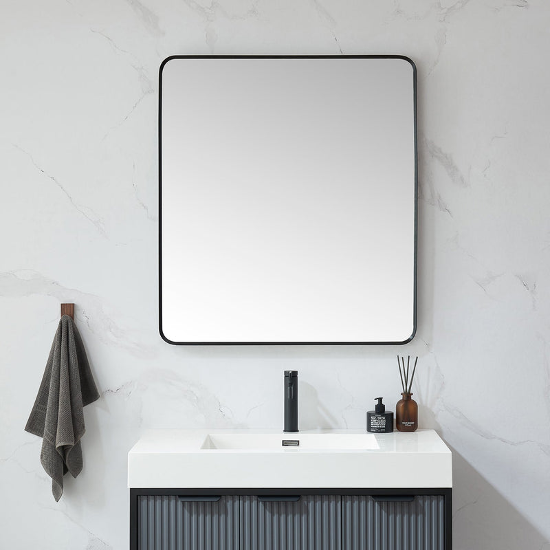Vinnova 803232-MIR-BB Mutriku 32 in. W x 36 in. H Rectangle Metal Wall Mirror in Brushed Black