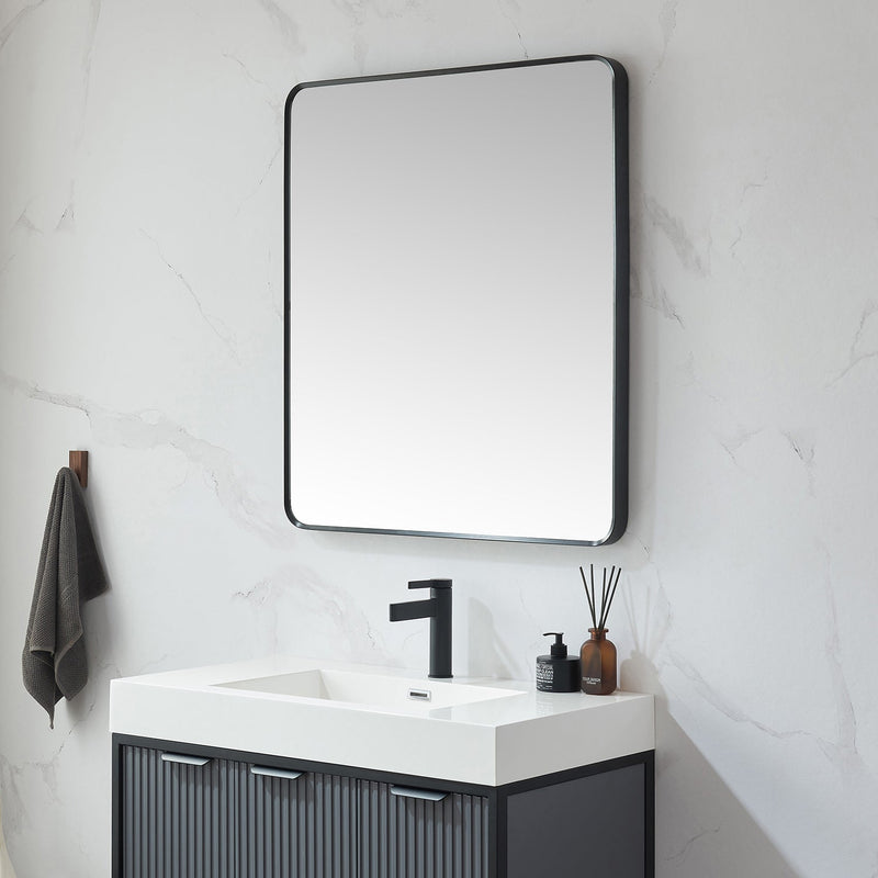 Vinnova 803232-MIR-BB Mutriku 32 in. W x 36 in. H Rectangle Metal Wall Mirror in Brushed Black