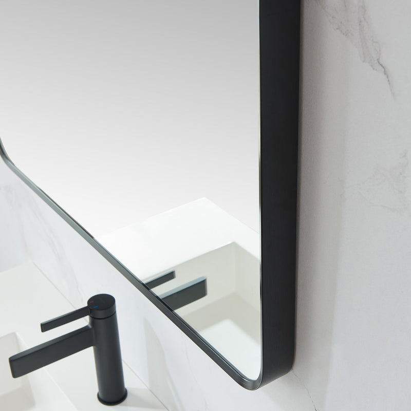 Vinnova 803232-MIR-BB Mutriku 32 in. W x 36 in. H Rectangle Metal Wall Mirror in Brushed Black