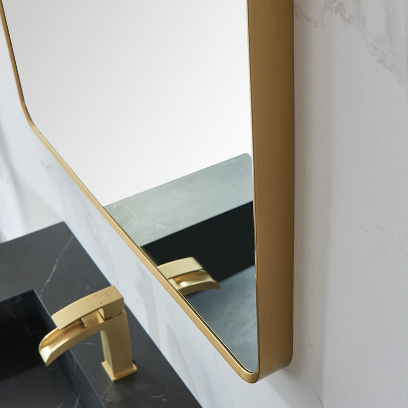 Vinnova 803232-MIR-BG Mutriku 32 in. W x 36 in. H Rectangle Metal Wall Mirror in Brushed Gold