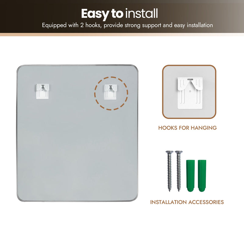 Vinnova 803232-MIR-SN Mutriku 32" W x 36" H Rectangle Metal Wall Mirror in Satin Nickel