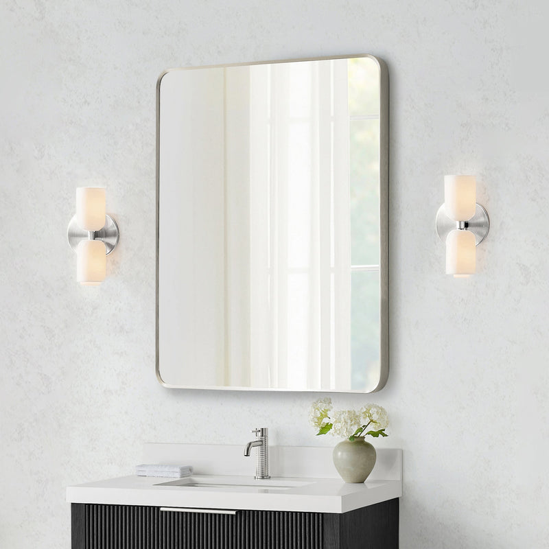 Vinnova 803232-MIR-SN Mutriku 32" W x 36" H Rectangle Metal Wall Mirror in Satin Nickel
