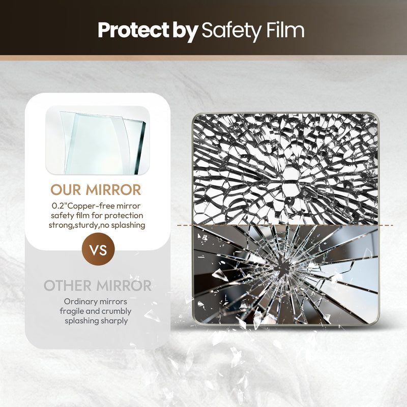 Vinnova 803232-MIR-SN Mutriku 32" W x 36" H Rectangle Metal Wall Mirror in Satin Nickel