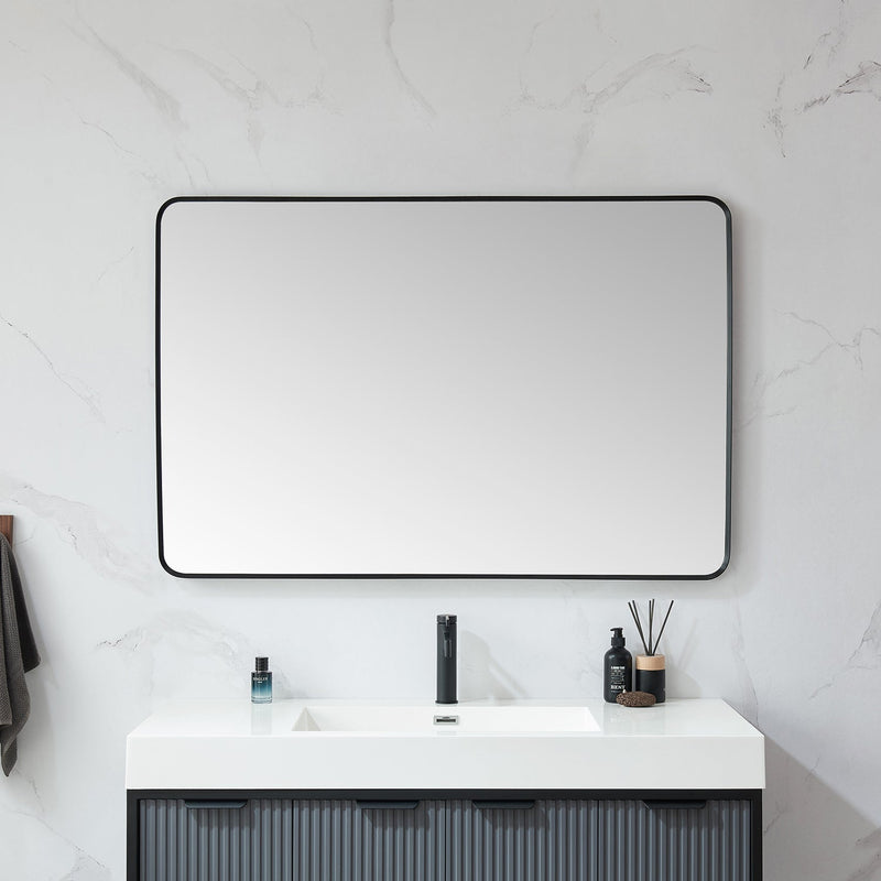 Vinnova 803248-MIR-BB Mutriku 48 in. W x 32 in. H Rectangle Metal Wall Mirror in Brushed Black