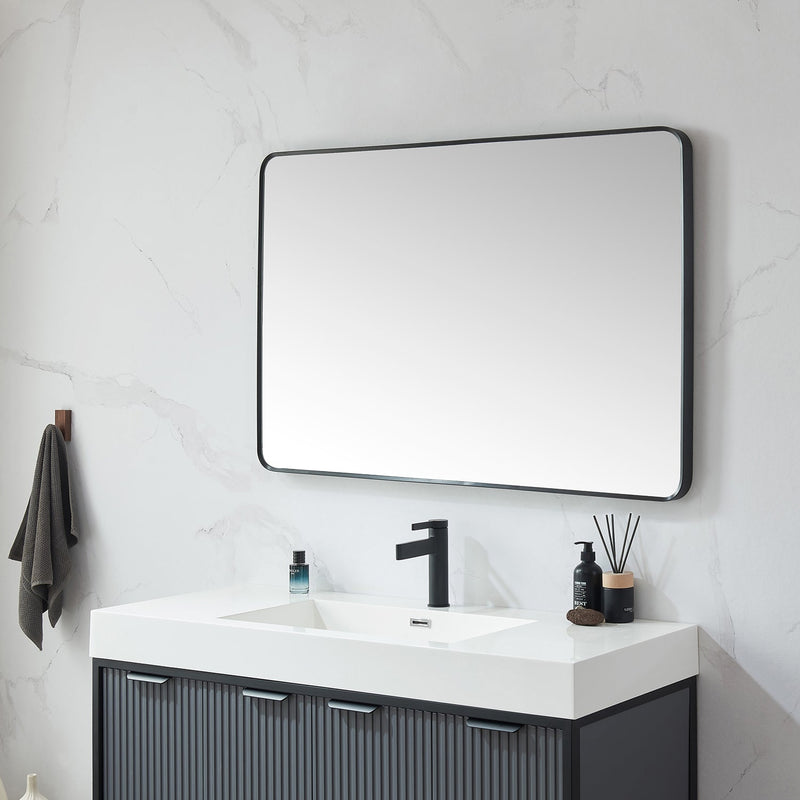 Vinnova 803248-MIR-BB Mutriku 48 in. W x 32 in. H Rectangle Metal Wall Mirror in Brushed Black