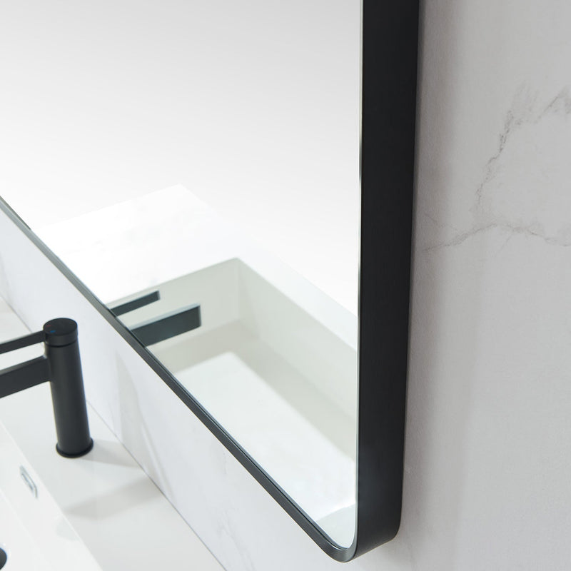 Vinnova 803248-MIR-BB Mutriku 48 in. W x 32 in. H Rectangle Metal Wall Mirror in Brushed Black