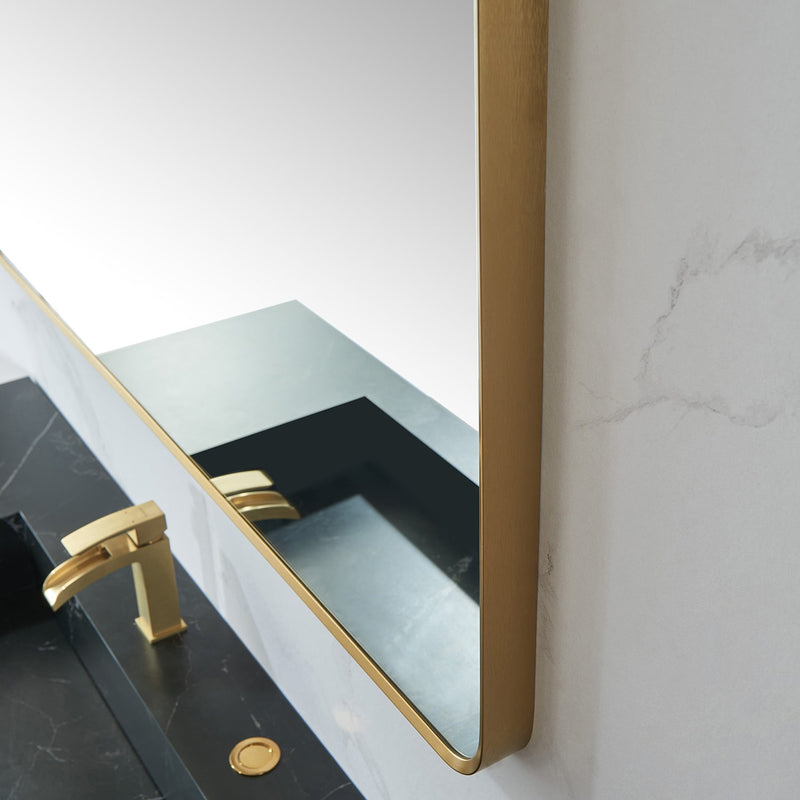 Vinnova 803248-MIR-BG Mutriku 48 in. W x 32 in. H Rectangle Metal Wall Mirror in Brushed Gold