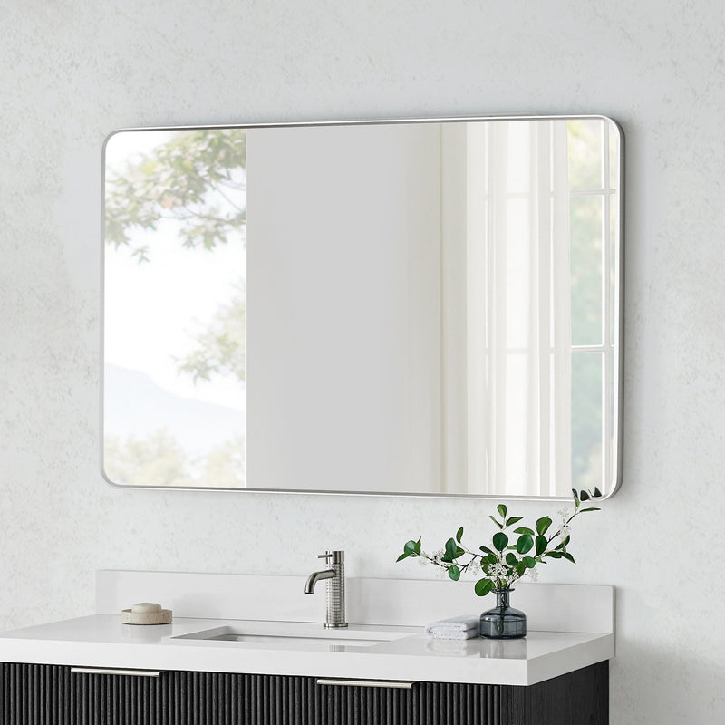 Vinnova 803248-MIR-SN Mutriku 48" W x 32" H Rectangle Metal Wall Mirror in Satin Nickel