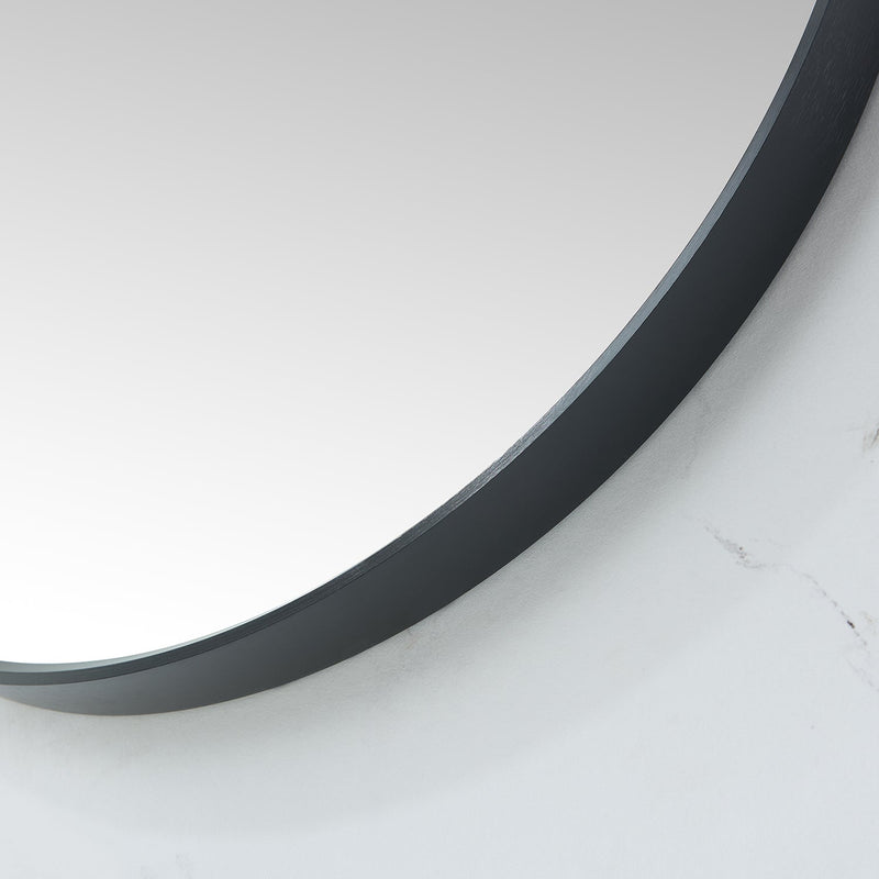Vinnova 803328-MIR-BB Cascante 28 in. W x 28 in. H Round Metal Wall Mirror in Brushed Black