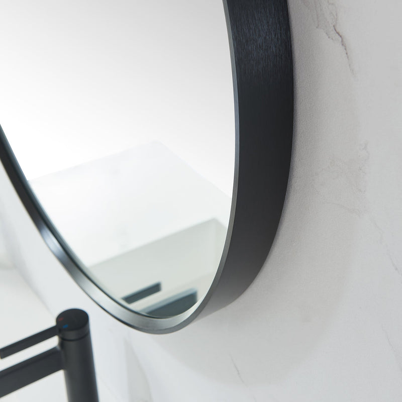 Vinnova 803328-MIR-BB Cascante 28 in. W x 28 in. H Round Metal Wall Mirror in Brushed Black