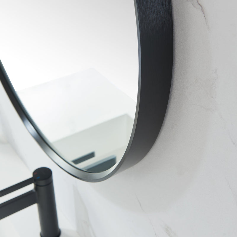 Vinnova 803332-MIR-BB Cascante 32 in. W x 32 in. H Round Metal Wall Mirror in Brushed Black