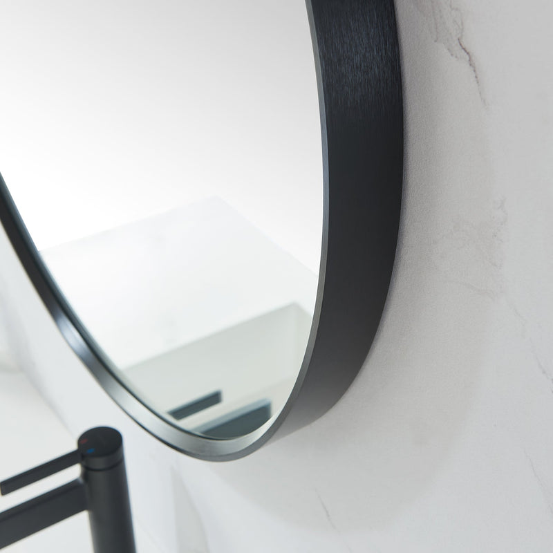 Vinnova 803336-MIR-BB Cascante 35.4 in. W x 35.4 in. H Round Metal Wall Mirror in Brushed Black