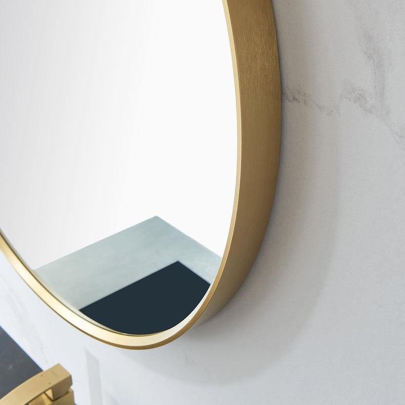Vinnova 803336-MIR-BG Cascante 35.4 in. W x 35.4 in. H Round Metal Wall Mirror in Brushed  Gold