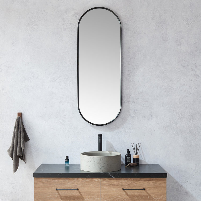 Vinnova 803418-MIR-BB Luarca 18 in. W x 48 in. H Oval Metal Wall Mirror in Brushed Black