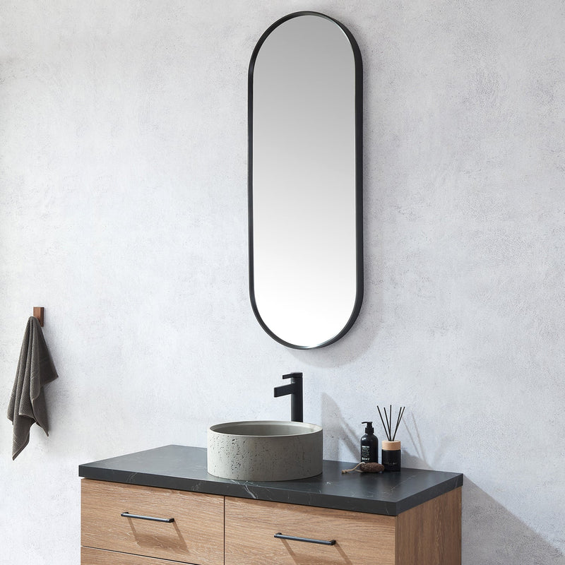 Vinnova 803418-MIR-BB Luarca 18 in. W x 48 in. H Oval Metal Wall Mirror in Brushed Black