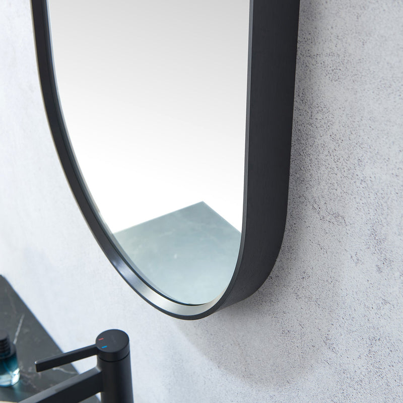 Vinnova 803418-MIR-BB Luarca 18 in. W x 48 in. H Oval Metal Wall Mirror in Brushed Black