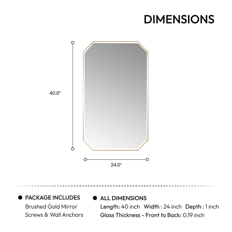 Vinnova 803524-MIR-BG Sabadell 24 in. W x 40 in. H Octagon Metal Wall Mirror
