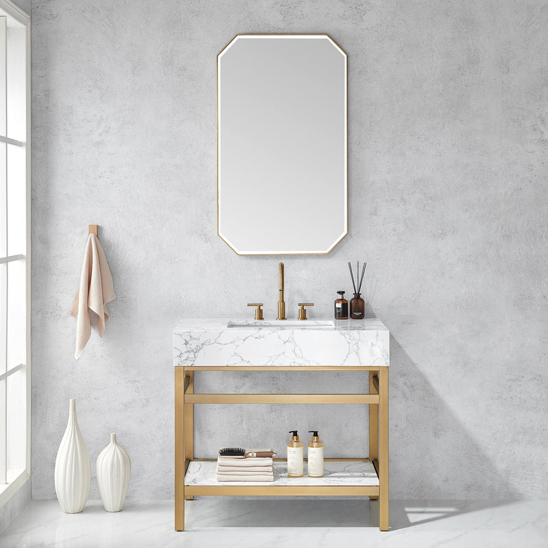 Vinnova 803524-MIR-BG Sabadell 24 in. W x 40 in. H Octagon Metal Wall Mirror
