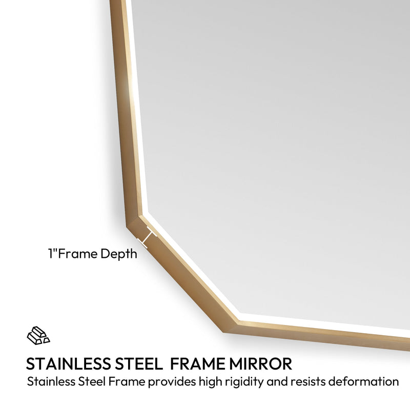 Vinnova 803524-MIR-BG Sabadell 24 in. W x 40 in. H Octagon Metal Wall Mirror