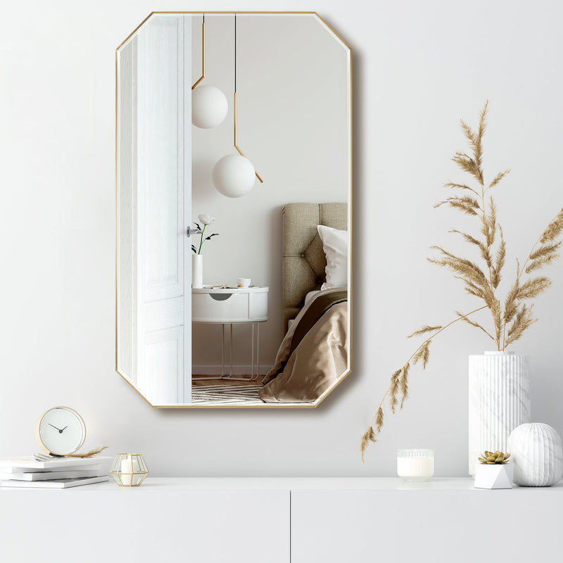 Vinnova 803524-MIR-BG Sabadell 24 in. W x 40 in. H Octagon Metal Wall Mirror