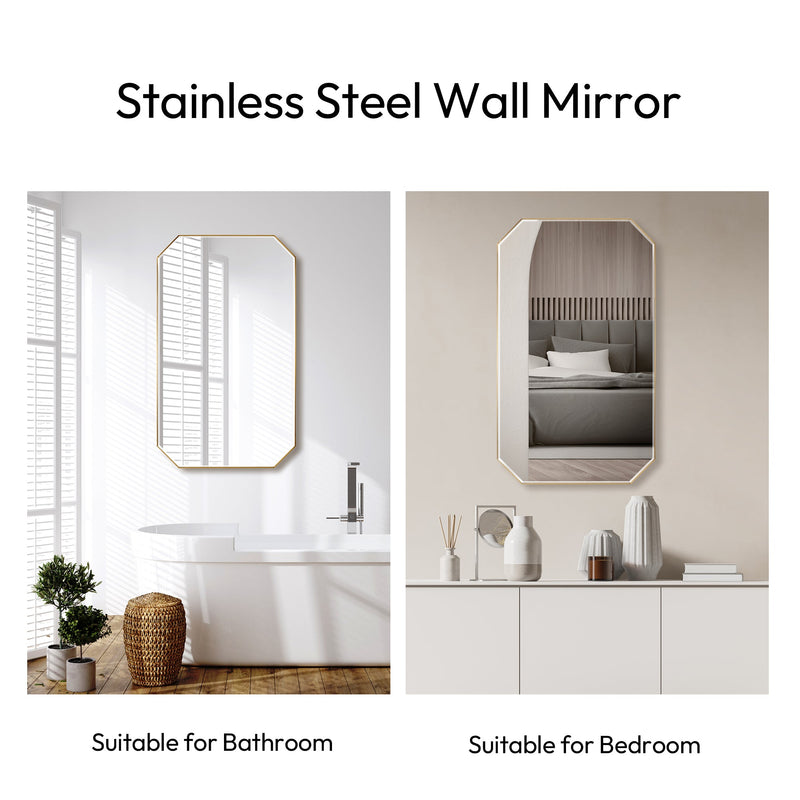 Vinnova 803524-MIR-BG Sabadell 24 in. W x 40 in. H Octagon Metal Wall Mirror