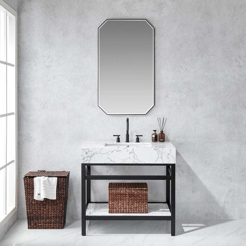 Vinnova 803524-MIR-BG Sabadell 24 in. W x 40 in. H Octagon Metal Wall Mirror