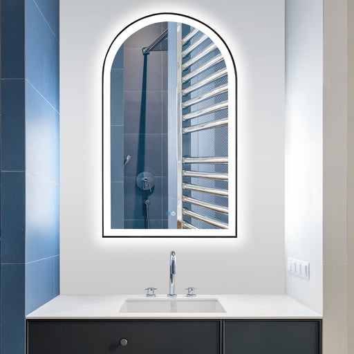 Vinnova 803624-LED-BG Estartit 24 in. W x 40 in. H Arch Aluminum Framed LED Wall Mirror in Brushed Gold