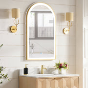 Vinnova 803624-LED-BG Estartit 24 in. W x 40 in. H Arch Aluminum Framed LED Wall Mirror in Brushed Gold - view 6