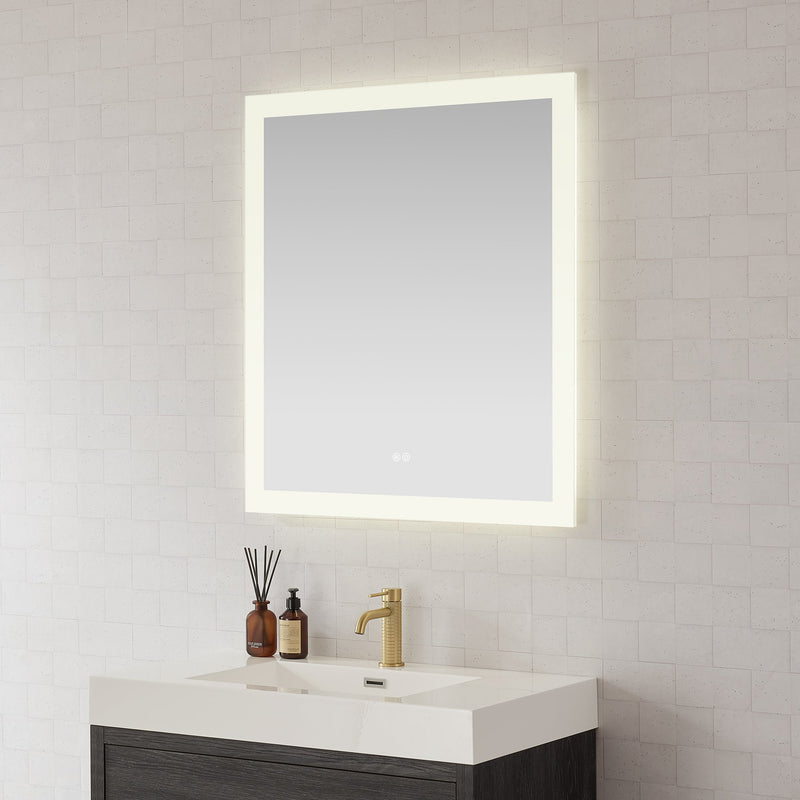 Vinnova 803732R-LED-AC Beijing 32" W x 36" H Rectangular Acrylic Frameless LED Wall Mount Bathroom Vanity Mirror