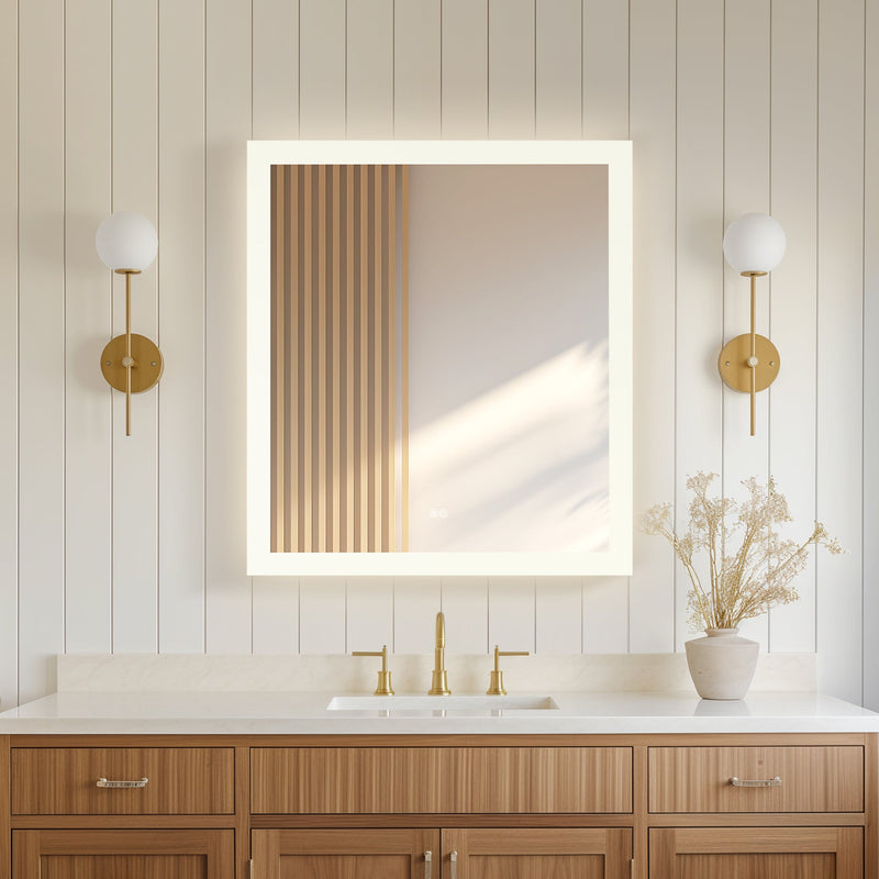 Vinnova 803732R-LED-AC Beijing 32" W x 36" H Rectangular Acrylic Frameless LED Wall Mount Bathroom Vanity Mirror