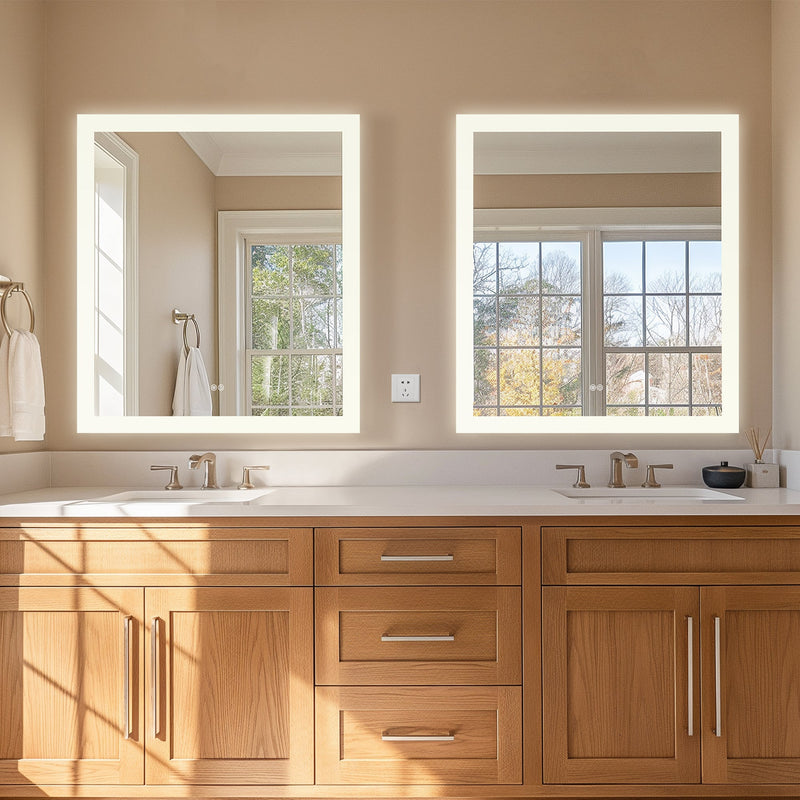 Vinnova 803732R-LED-AC Beijing 32" W x 36" H Rectangular Acrylic Frameless LED Wall Mount Bathroom Vanity Mirror