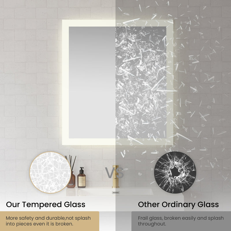 Vinnova 803732R-LED-AC Beijing 32" W x 36" H Rectangular Acrylic Frameless LED Wall Mount Bathroom Vanity Mirror