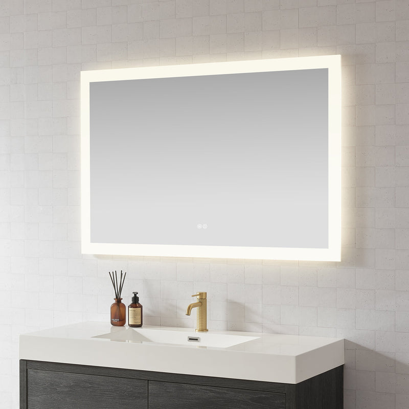 Vinnova 803748R-LED-AC Beijing 48" W x 32" H Rectangular Acrylic Frameless LED Wall Mount Bathroom Vanity Mirror