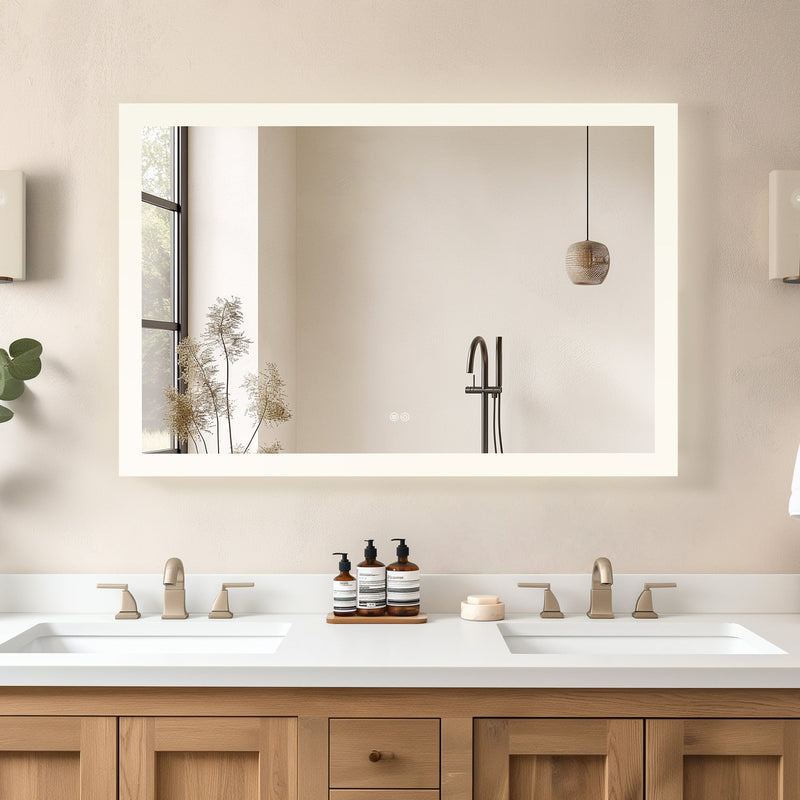 Vinnova 803748R-LED-AC Beijing 48" W x 32" H Rectangular Acrylic Frameless LED Wall Mount Bathroom Vanity Mirror