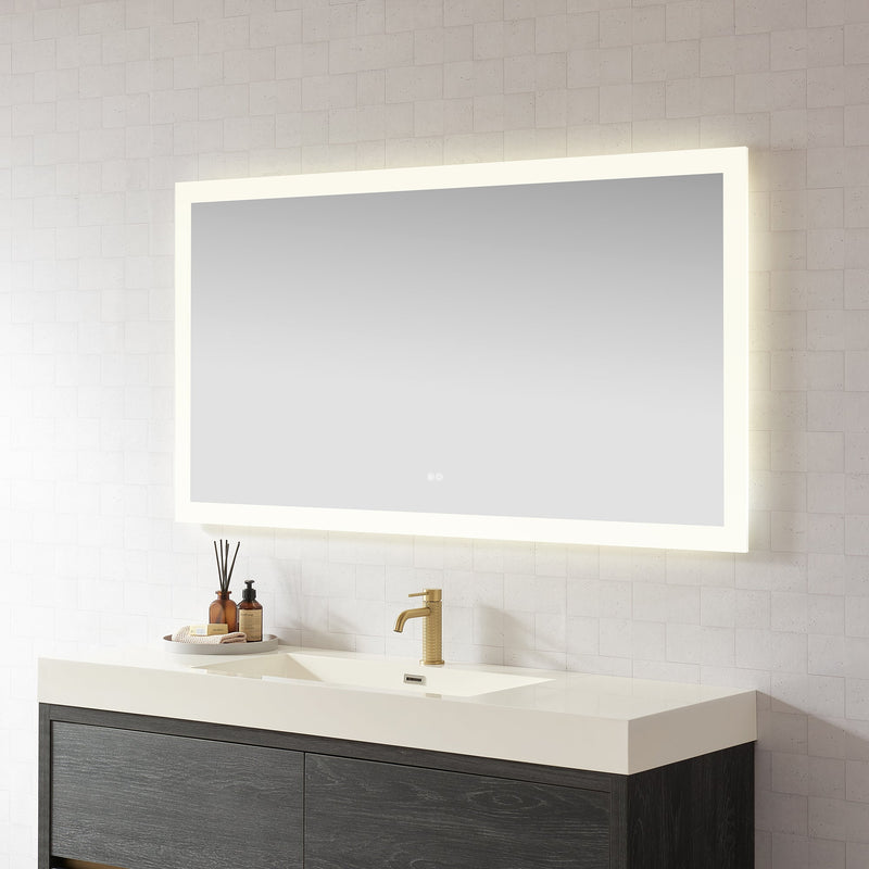 Vinnova 803760R-LED-AC Beijing 60" W x 32" H Rectangular Acrylic Frameless LED Wall Mount Bathroom Vanity Mirror