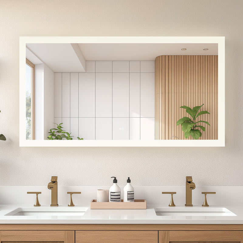 Vinnova 803760R-LED-AC Beijing 60" W x 32" H Rectangular Acrylic Frameless LED Wall Mount Bathroom Vanity Mirror