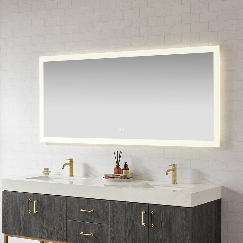 Vinnova 803772R-LED-ACBeijing 72" W x 32" H Rectangular Acrylic Frameless LED Wall Mount Bathroom Vanity Mirror