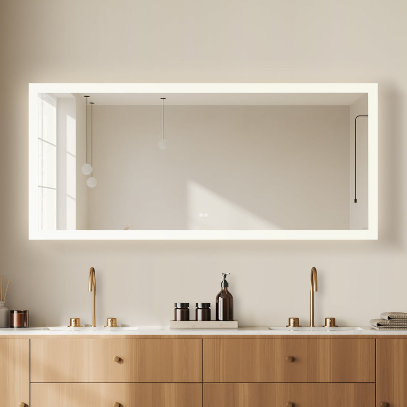 Vinnova 803772R-LED-ACBeijing 72" W x 32" H Rectangular Acrylic Frameless LED Wall Mount Bathroom Vanity Mirror