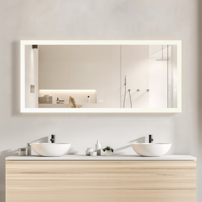 Vinnova 803772R-LED-ACBeijing 72" W x 32" H Rectangular Acrylic Frameless LED Wall Mount Bathroom Vanity Mirror
