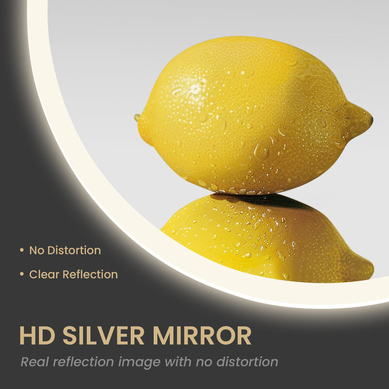 Vinnova 803832C-LED-AC Moscow 32" W x 32" H Circular Aluminum Frameless LED Wall Mount Bathroom Vanity Mirror